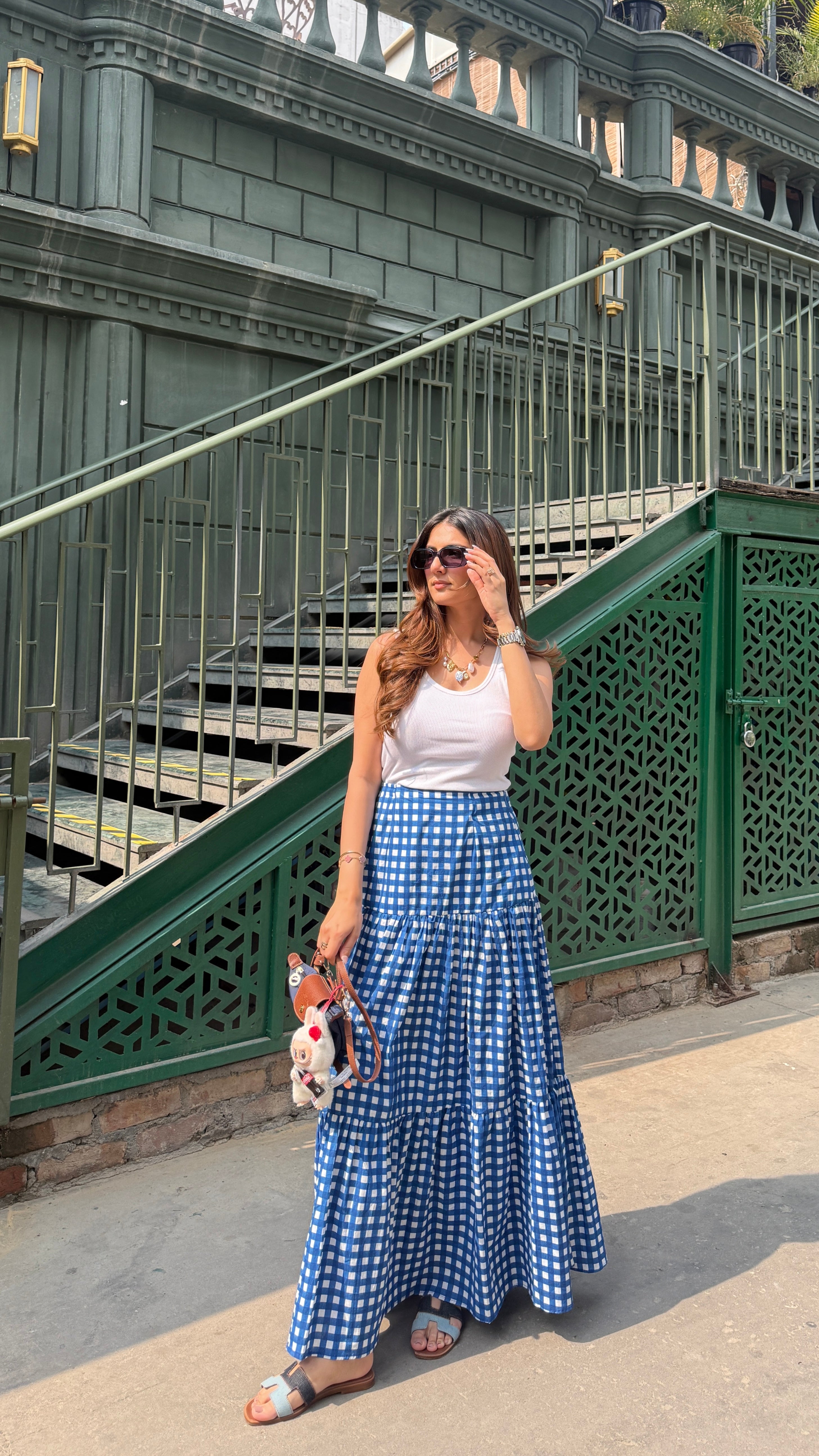 BLUE GINGHAM SKIRT SET