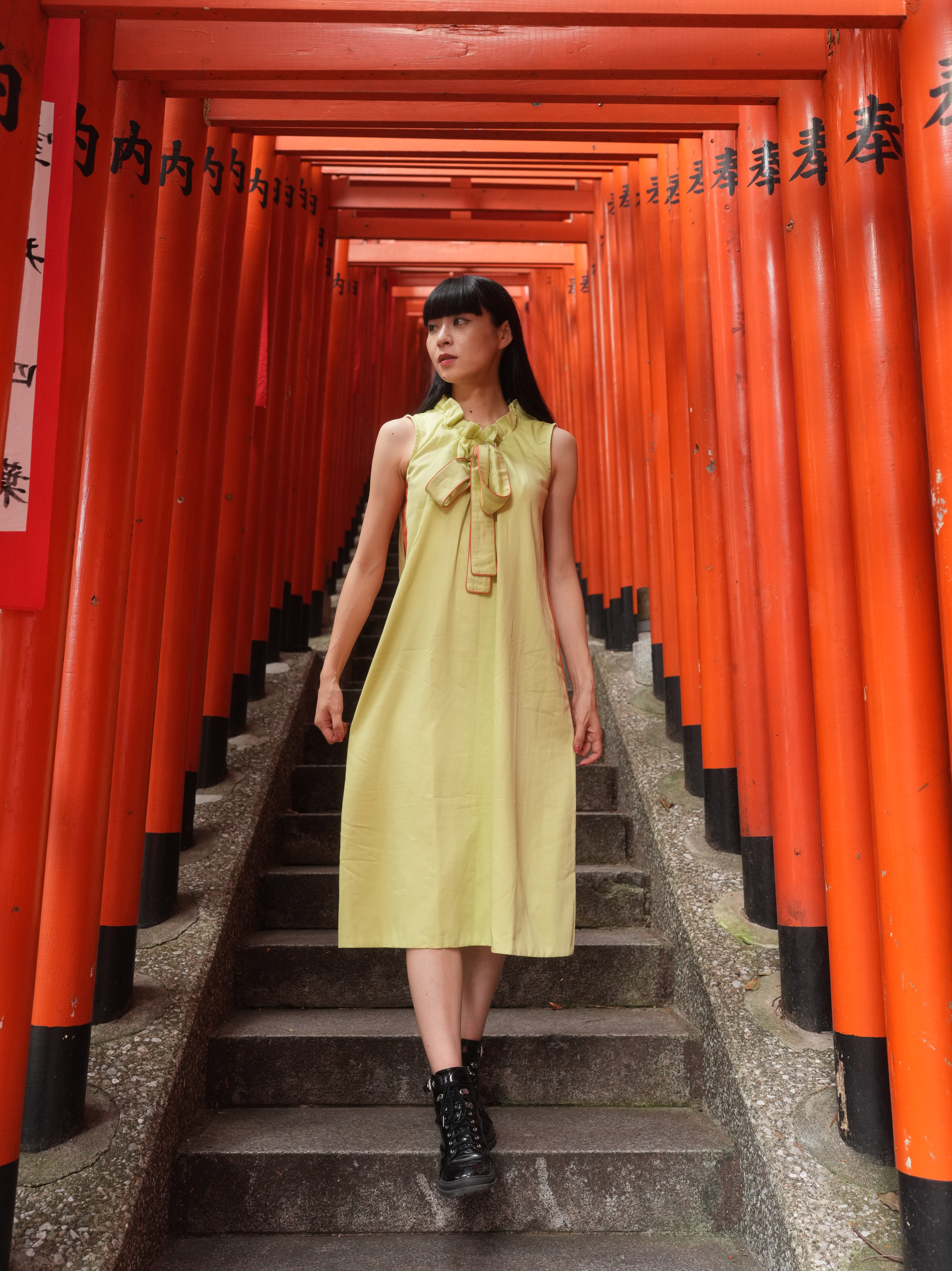 GREEN BOW DRESS