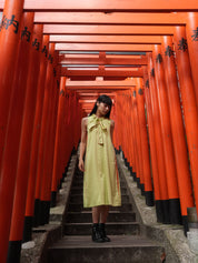 GREEN BOW DRESS