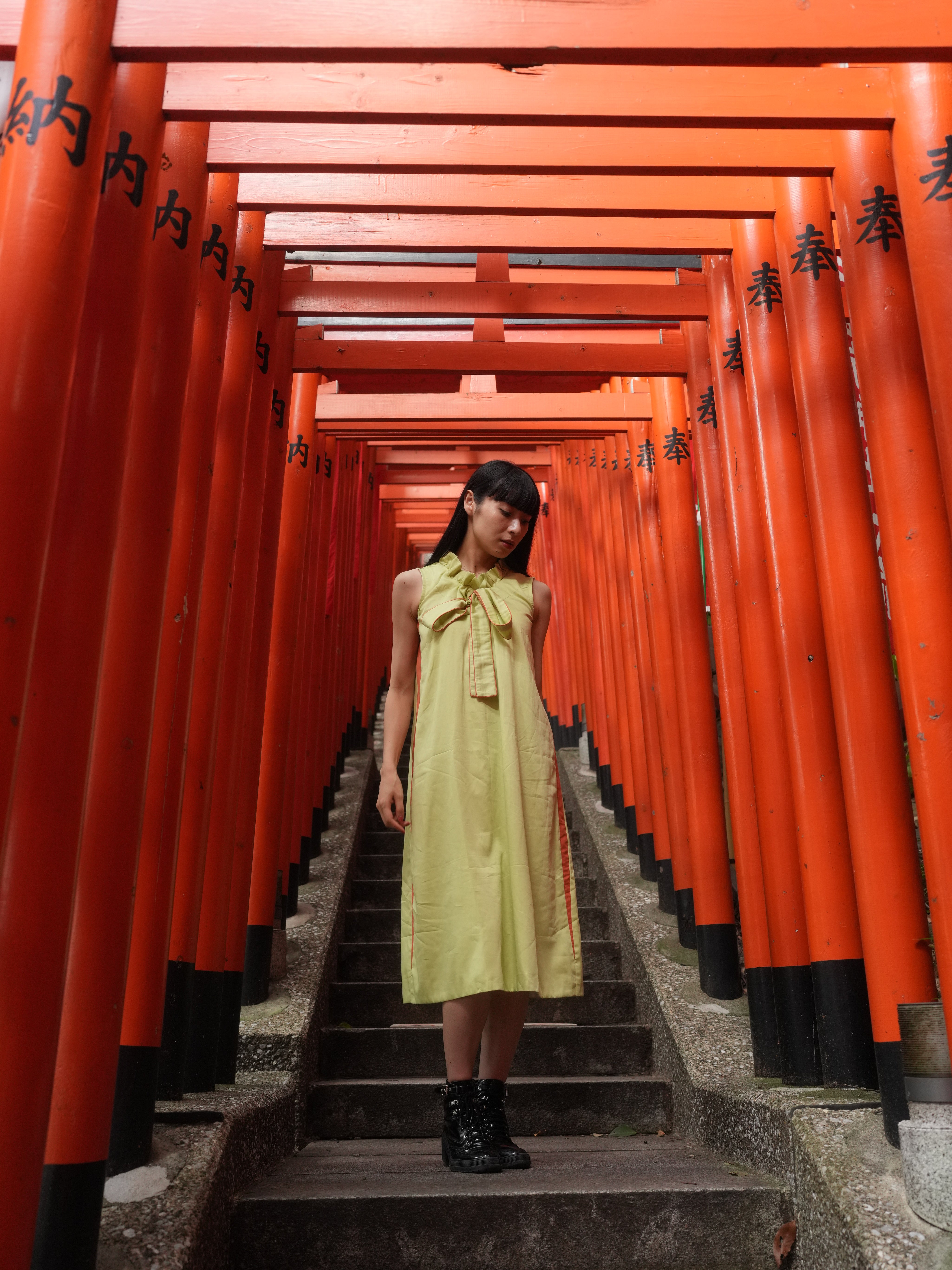 GREEN BOW DRESS