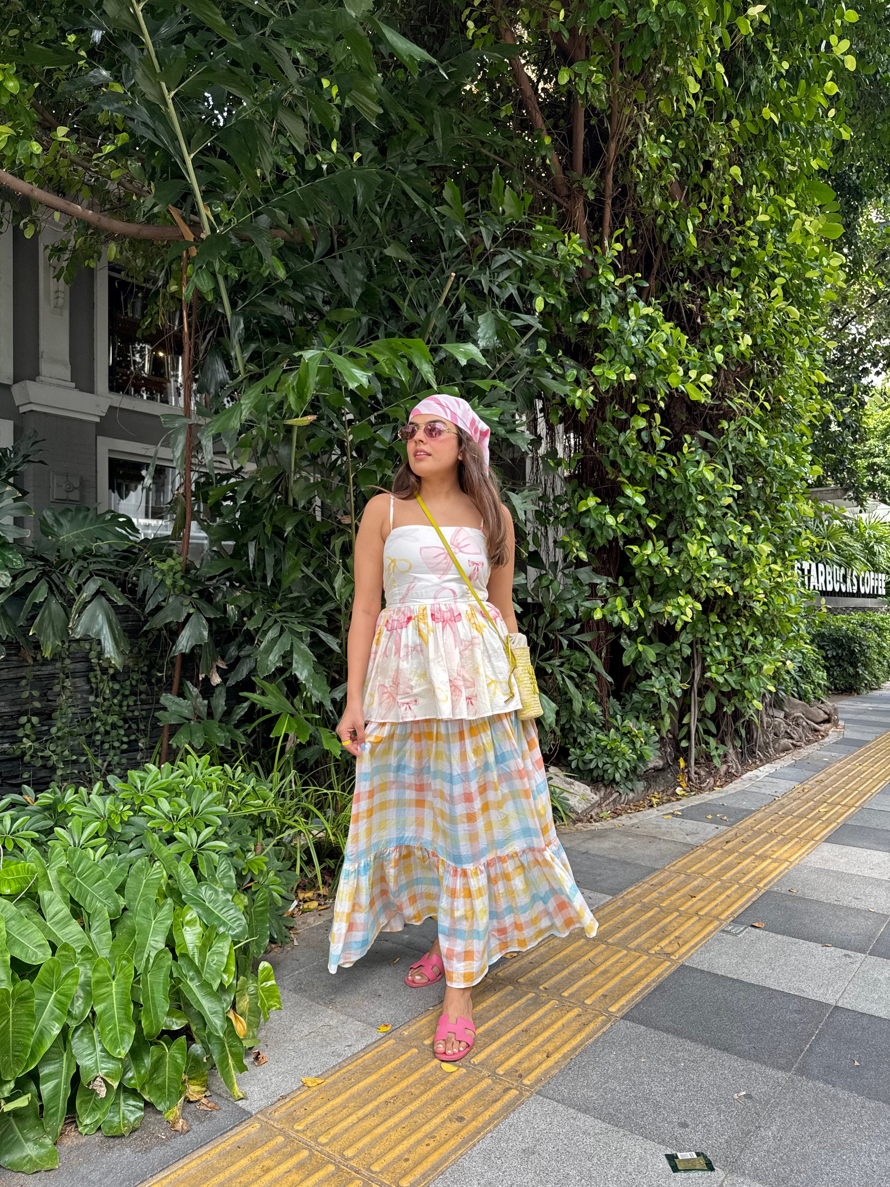 MULTI GINGHAM SKIRT SET