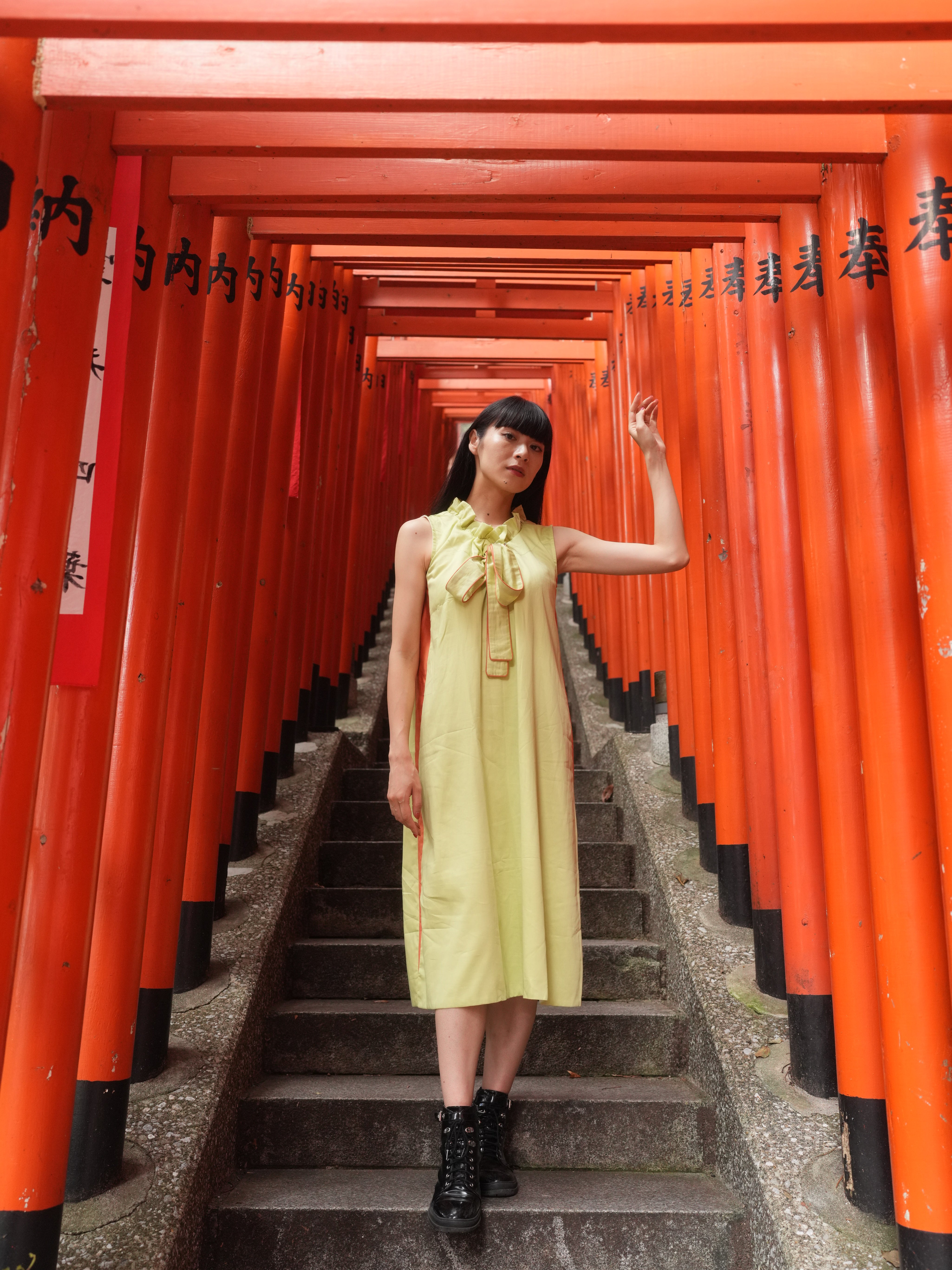 GREEN BOW DRESS