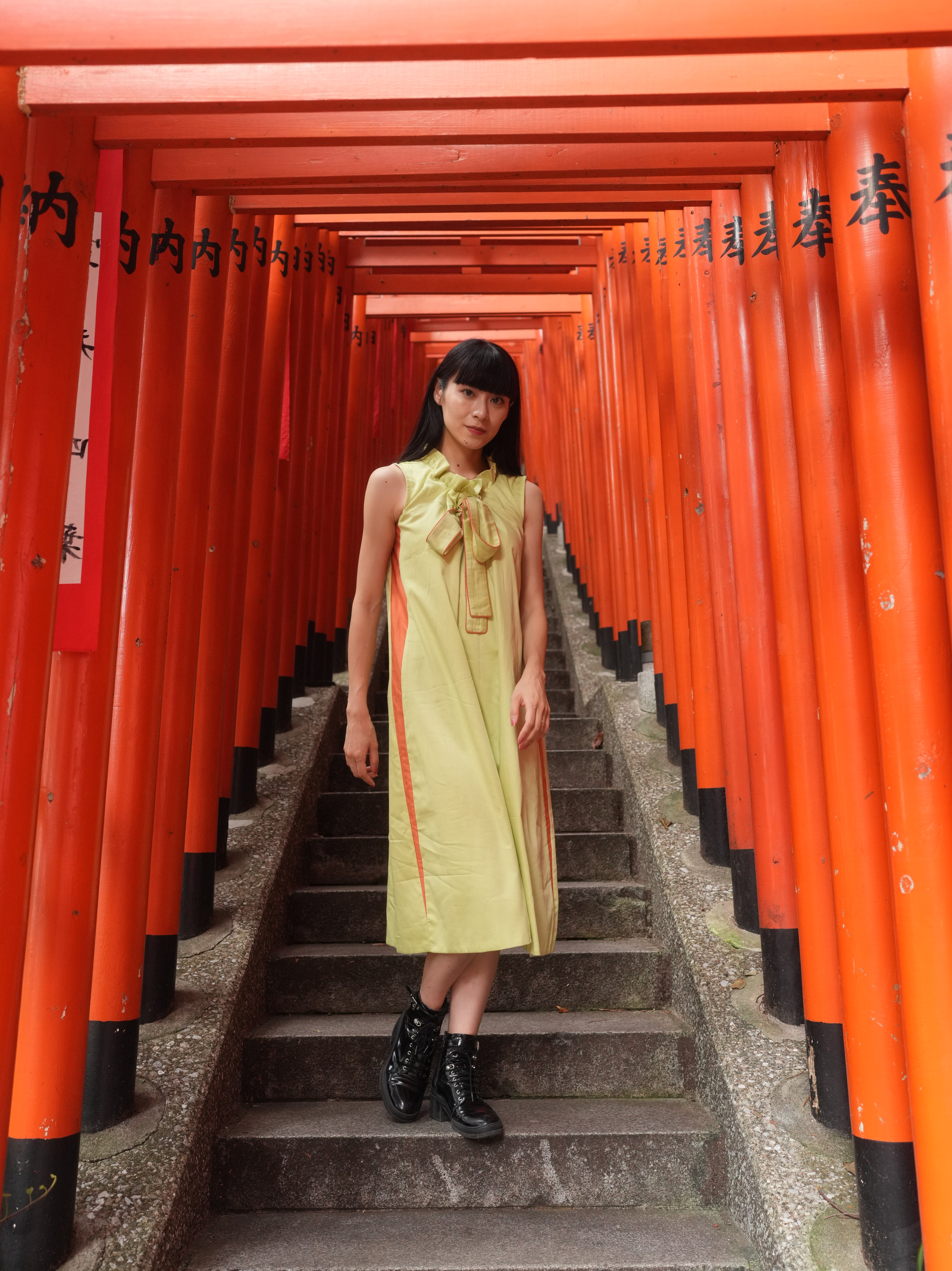 GREEN BOW DRESS