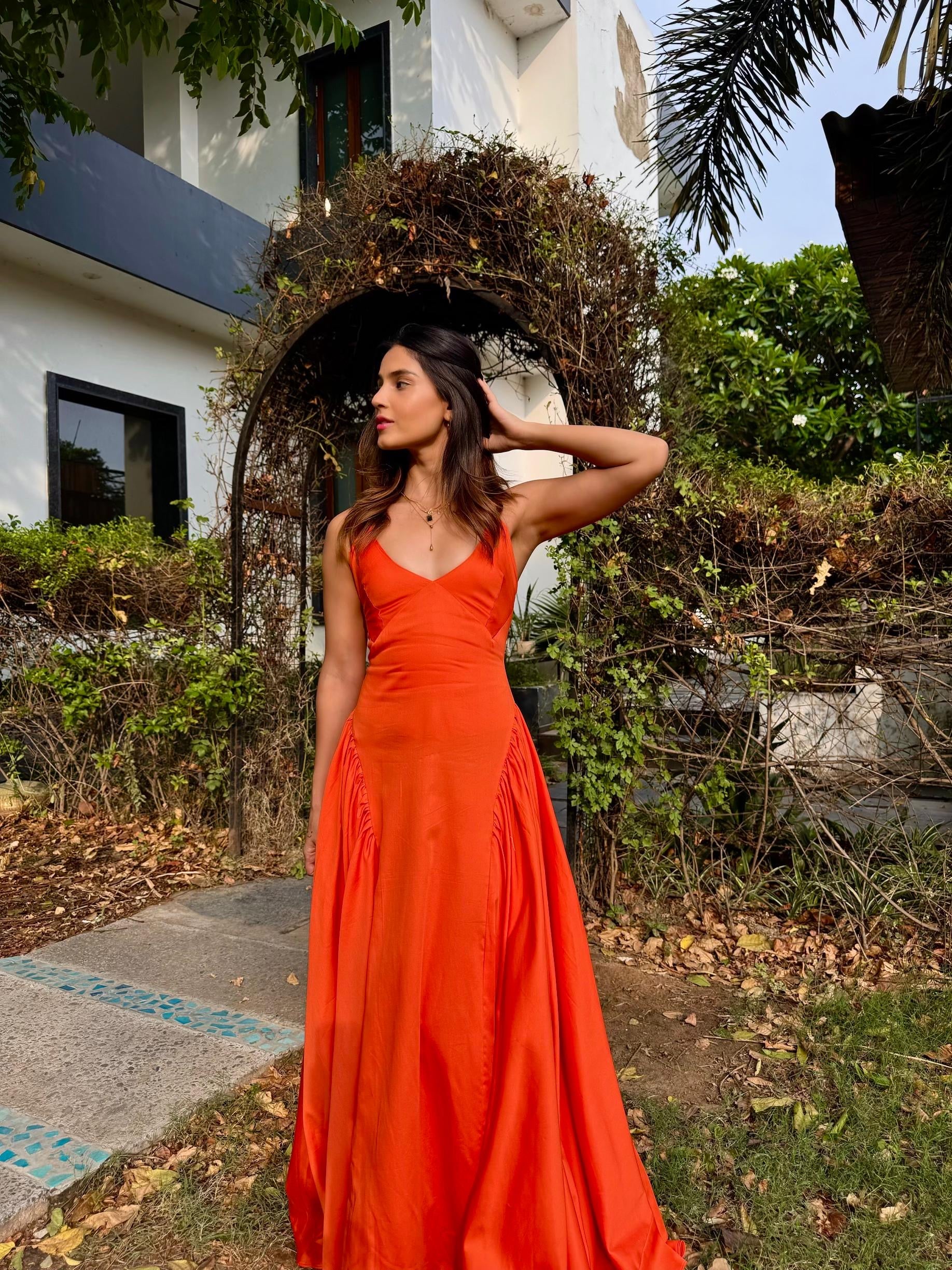 BURNT ORANGE DRESS S BURNT ORANGE DRESS S