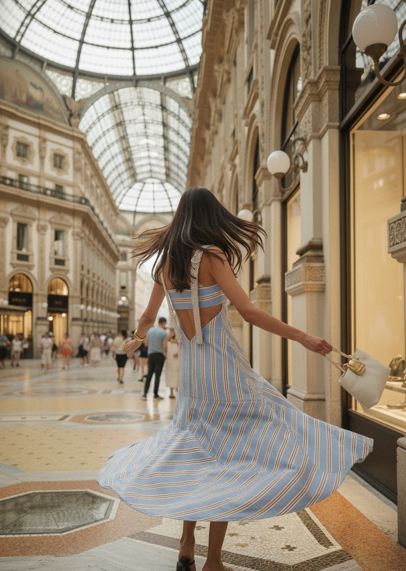 POWDER BLUE STRIPE DRESS