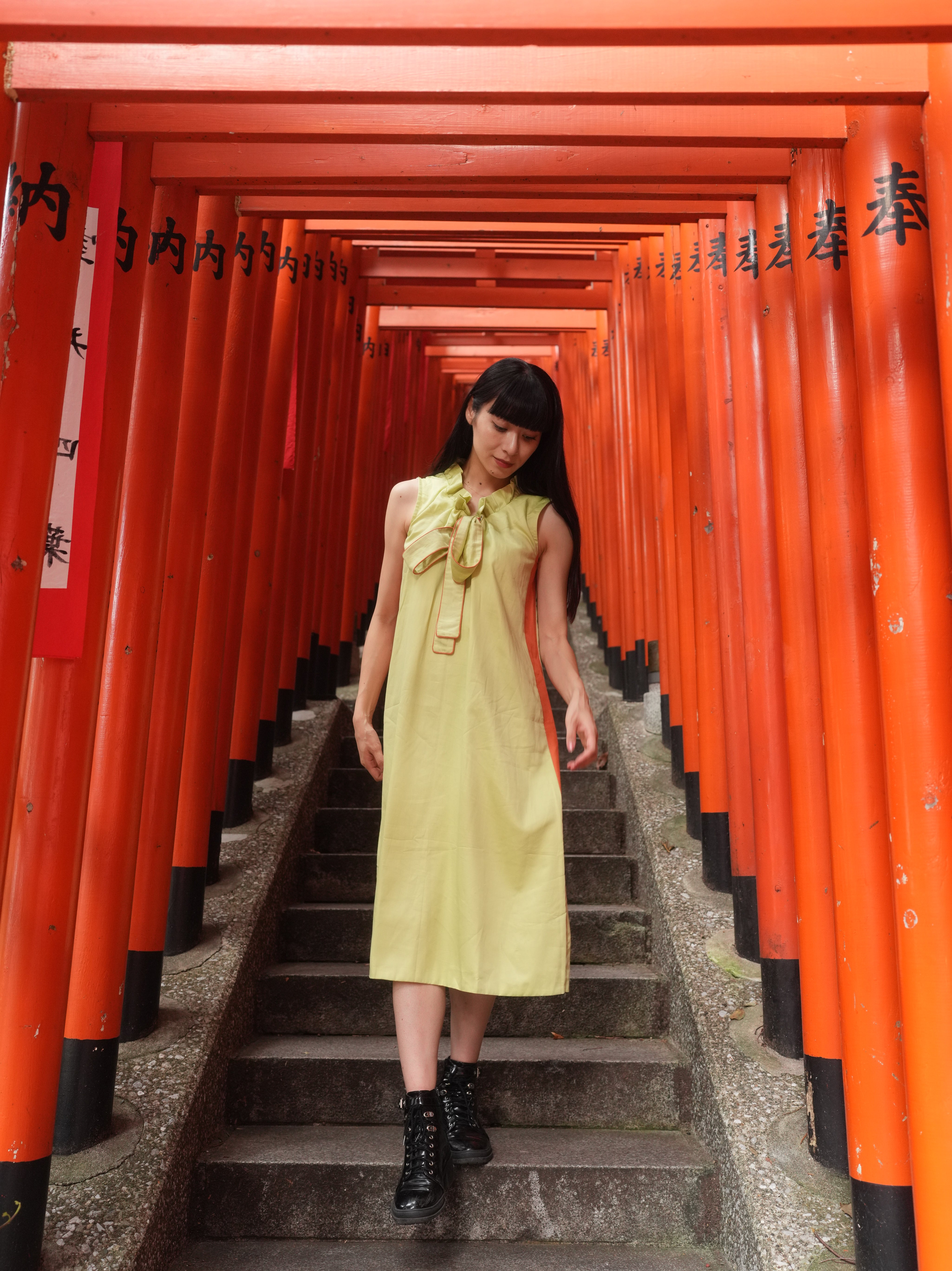 GREEN BOW DRESS