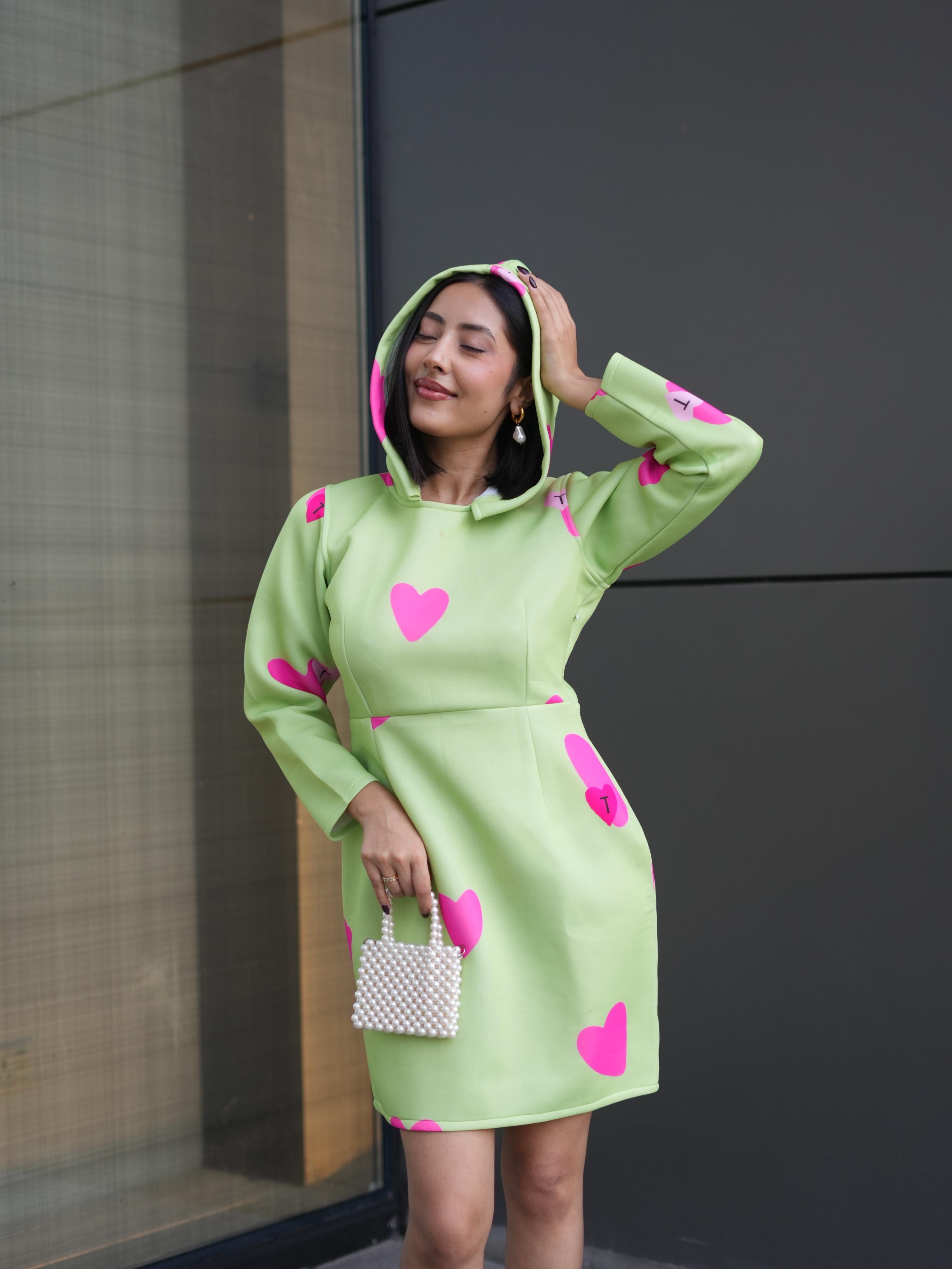 HEART POP HOODIE DRESS