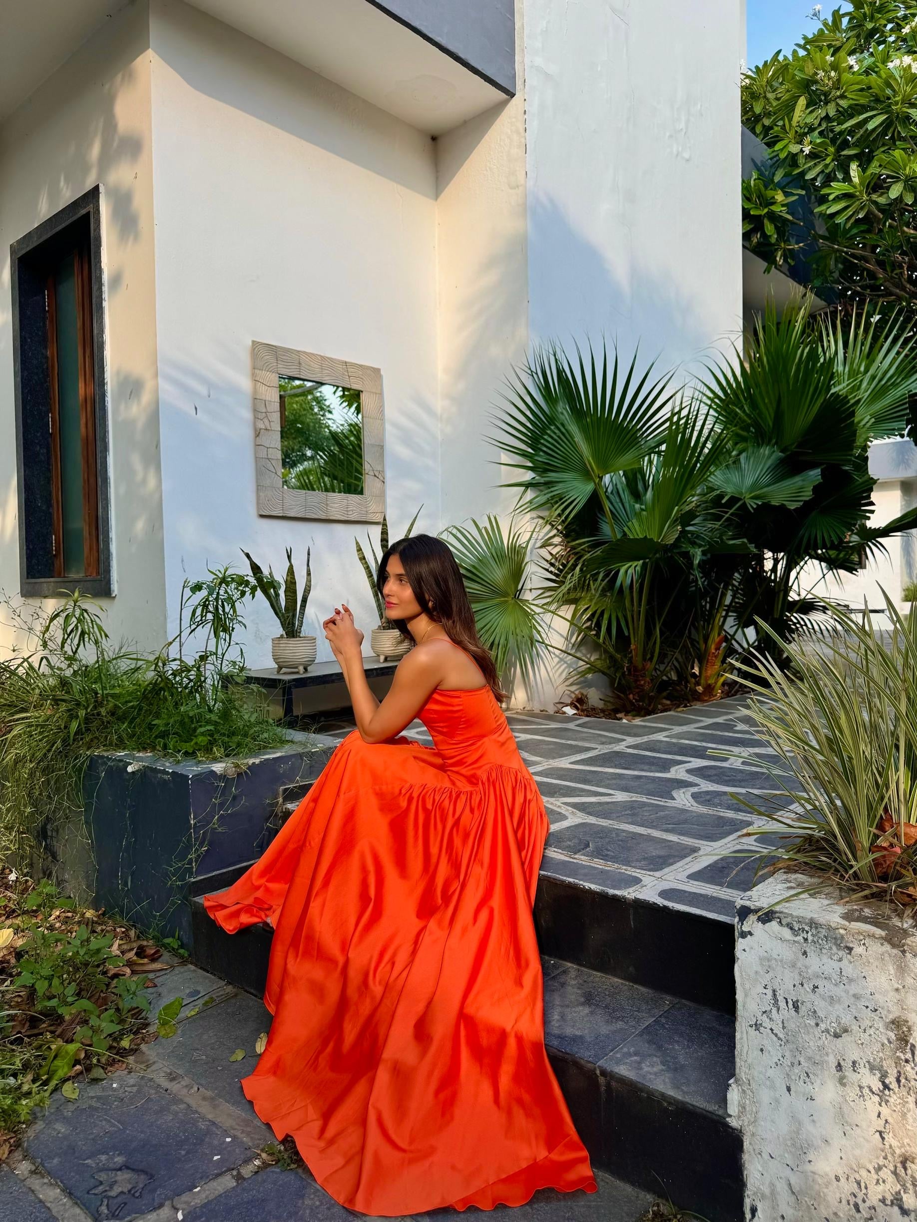 BURNT ORANGE  DRESS
