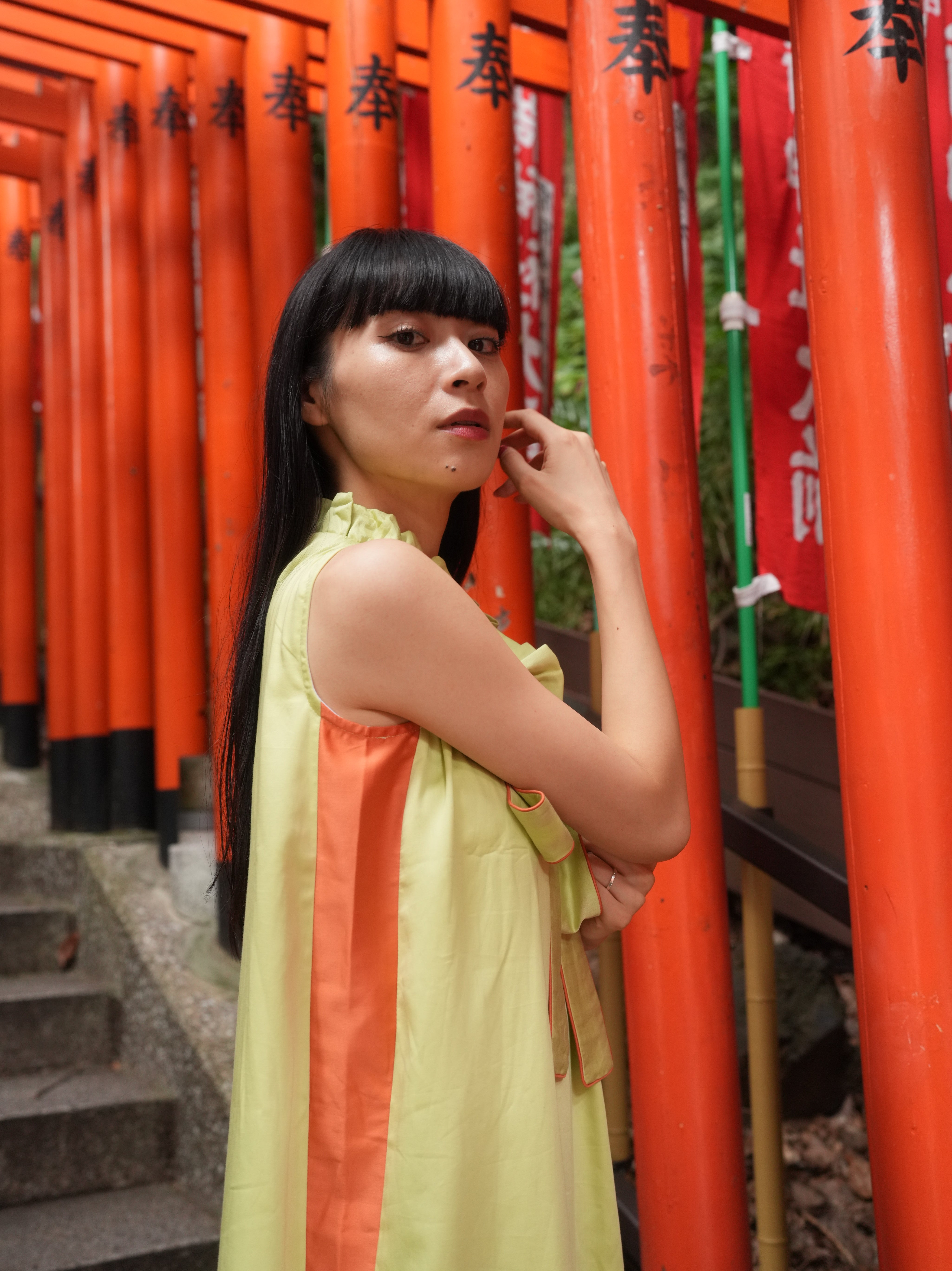 GREEN BOW DRESS