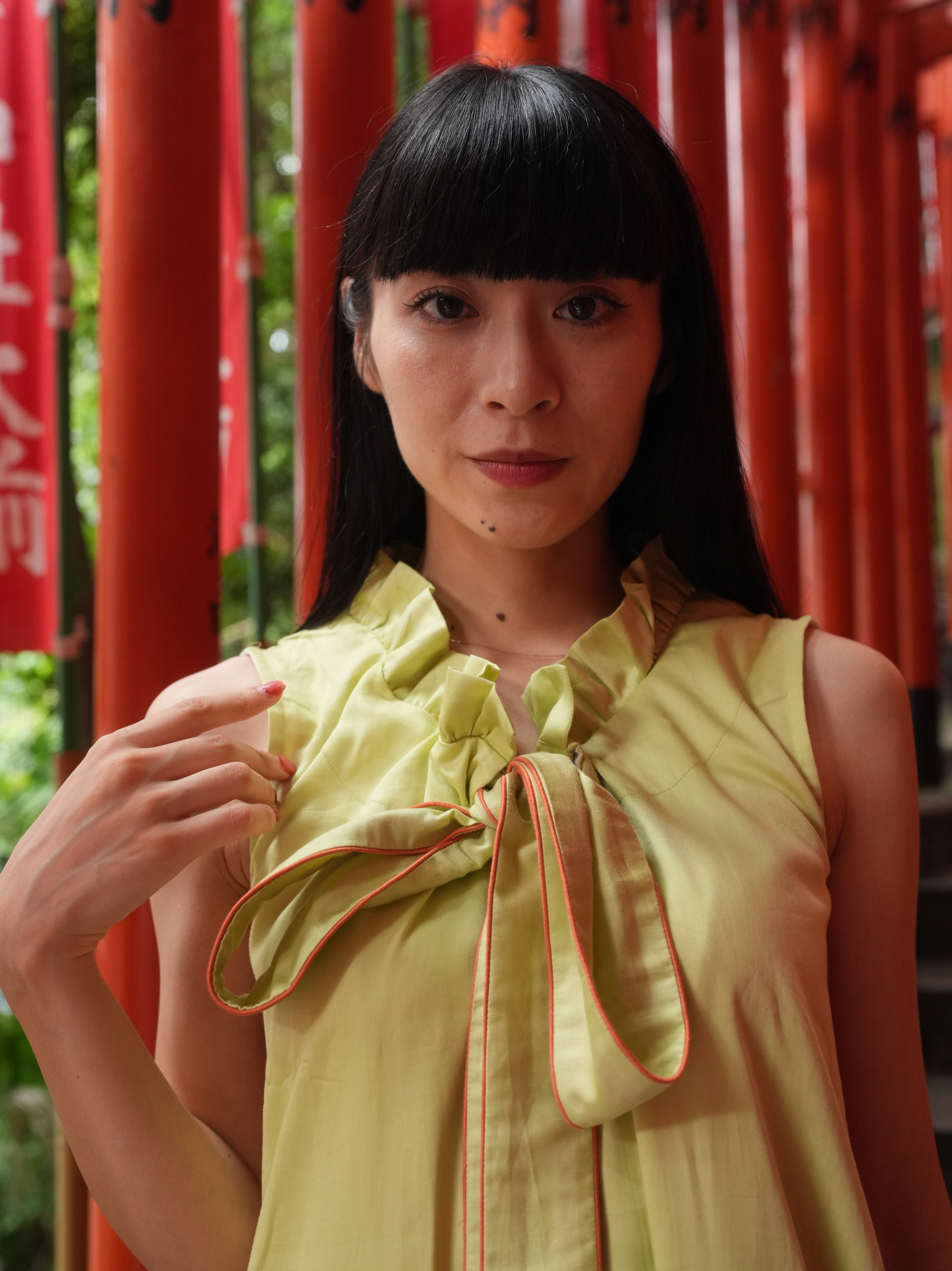 GREEN BOW DRESS
