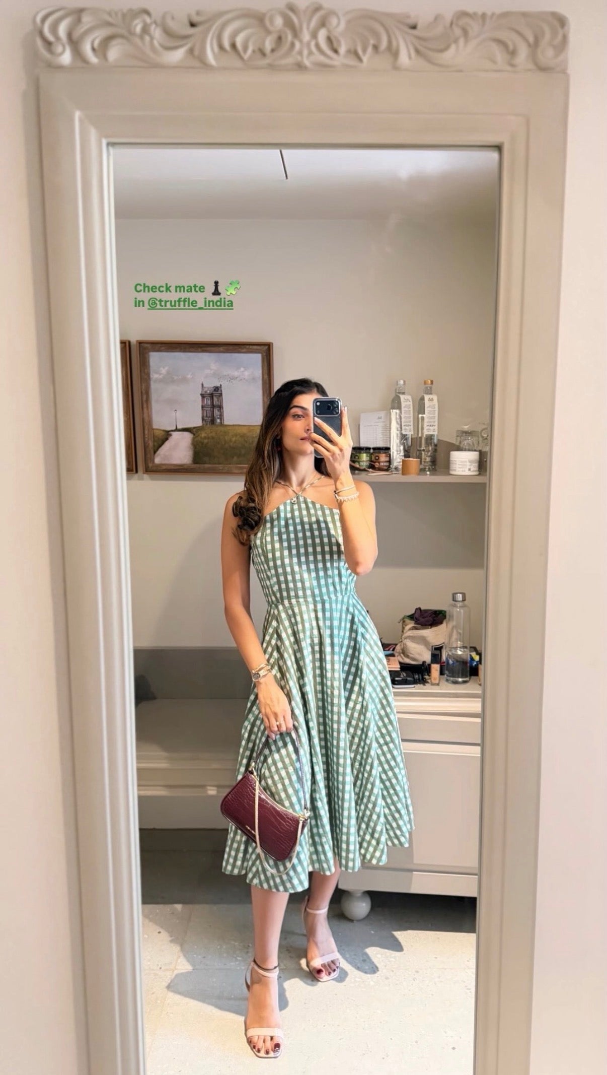 EMERALD CHECKERED DRESS