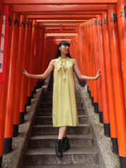 GREEN BOW DRESS