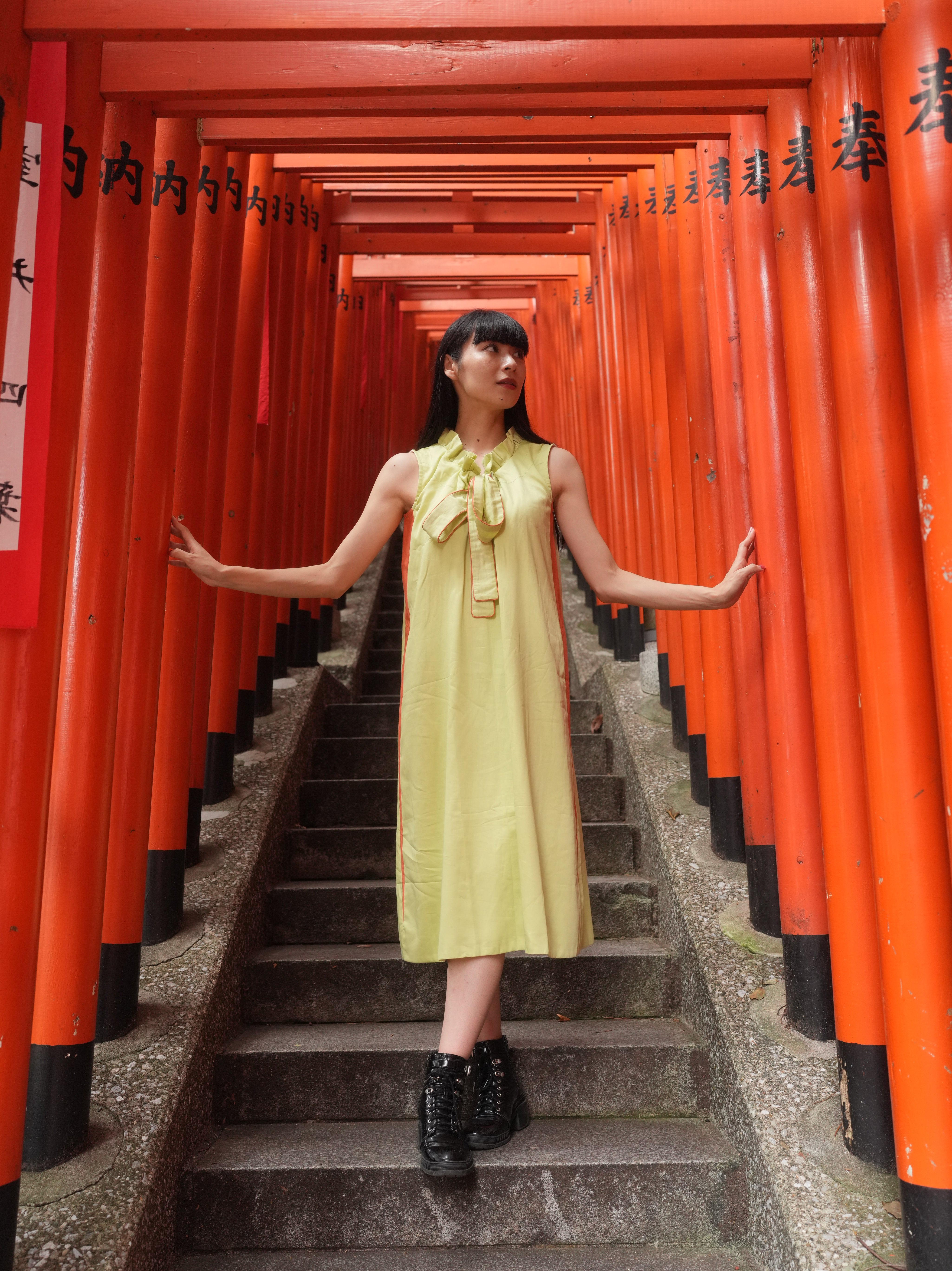 GREEN BOW DRESS