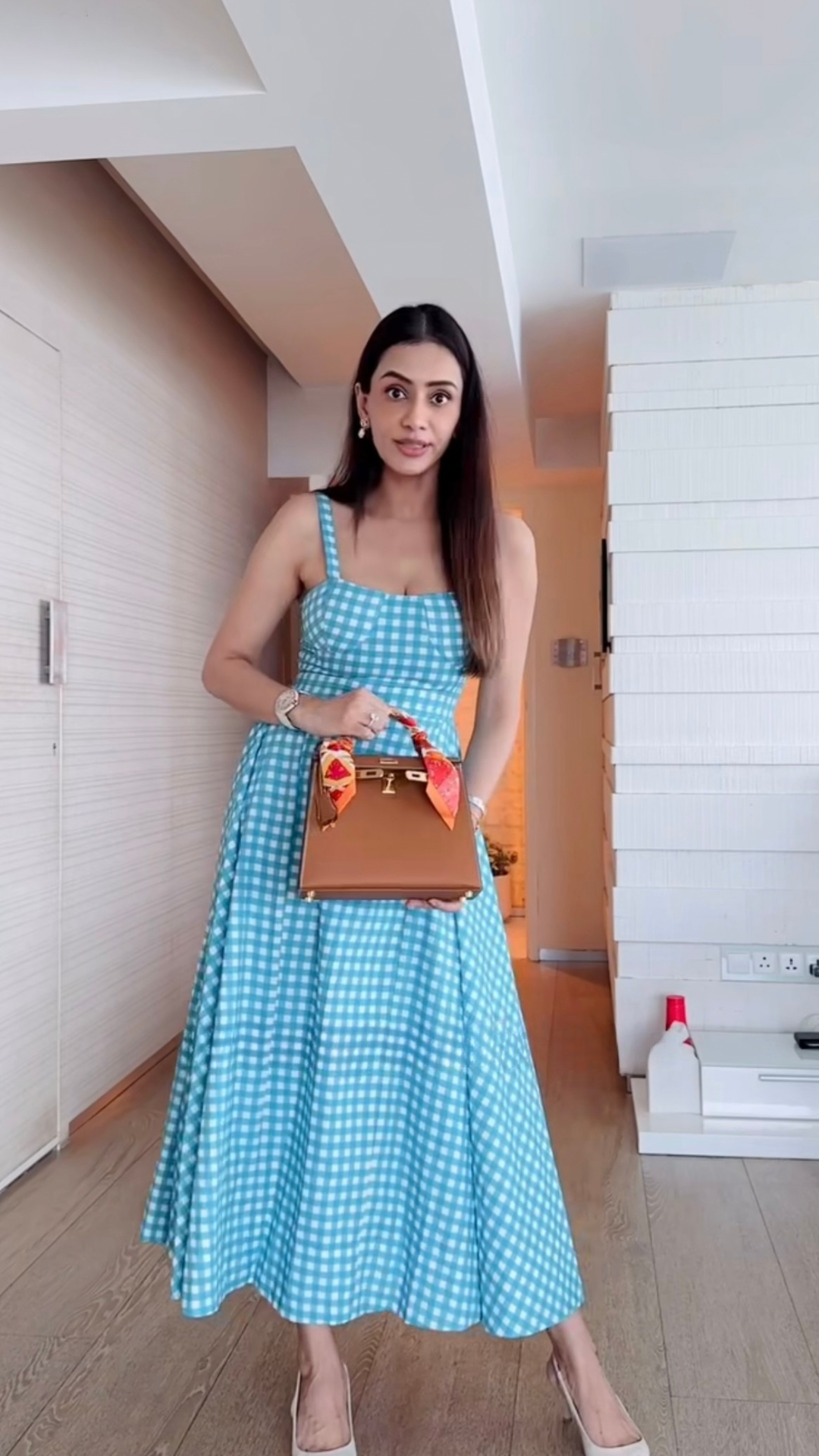 PASTEL BLUE CHECKERED DRESS