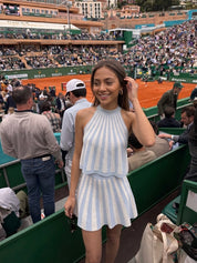 BLUE STRIPE SKIRT SET