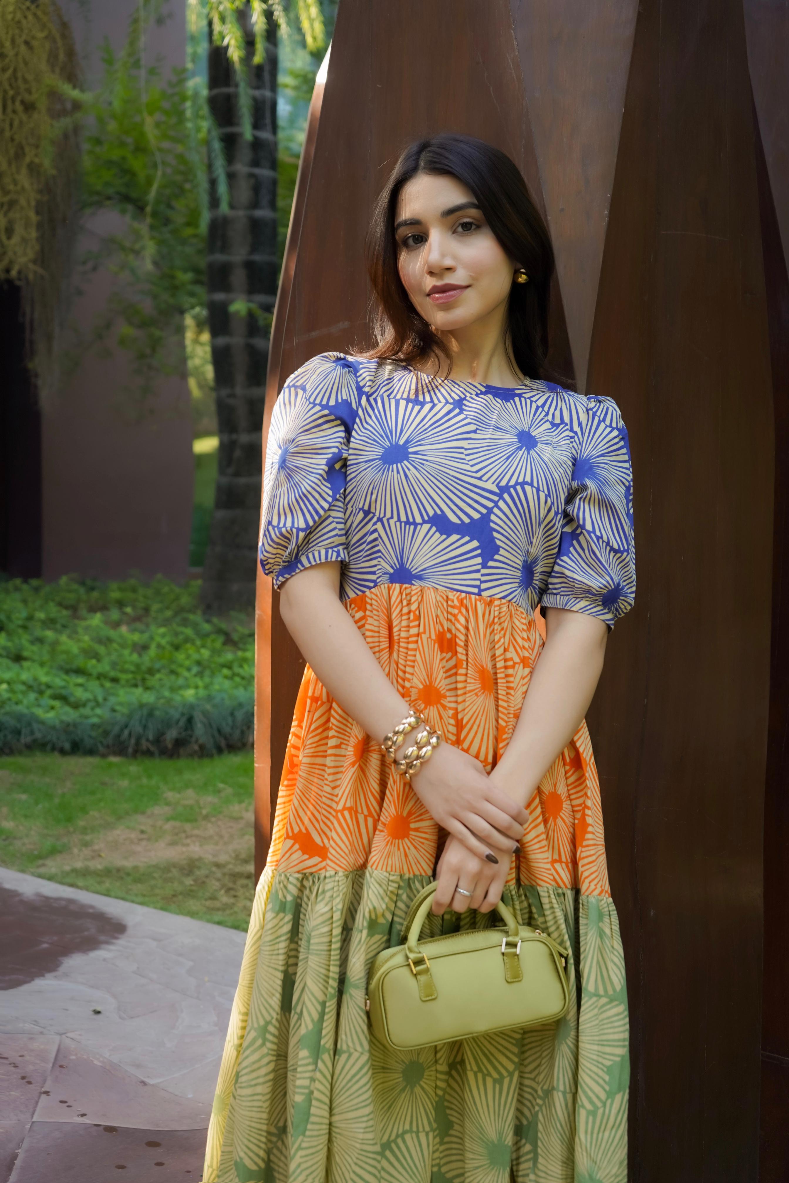MULTICOLOUR MIDDI DRESS
