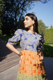 MULTICOLOUR MIDDI DRESS