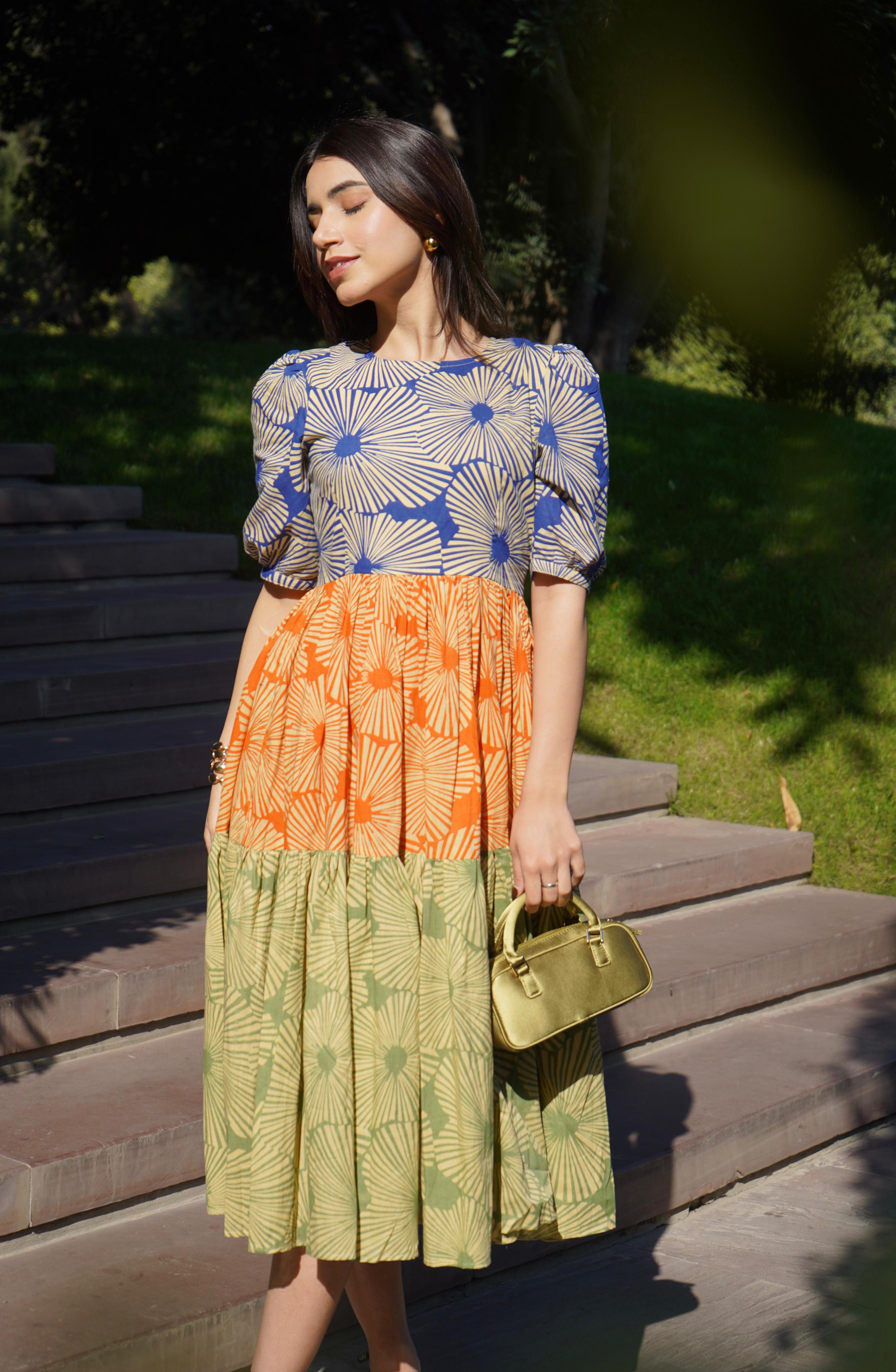 MULTICOLOUR MIDDI DRESS