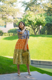 MULTICOLOUR MIDDI DRESS