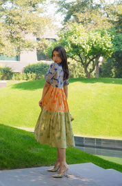 MULTICOLOUR MIDDI DRESS