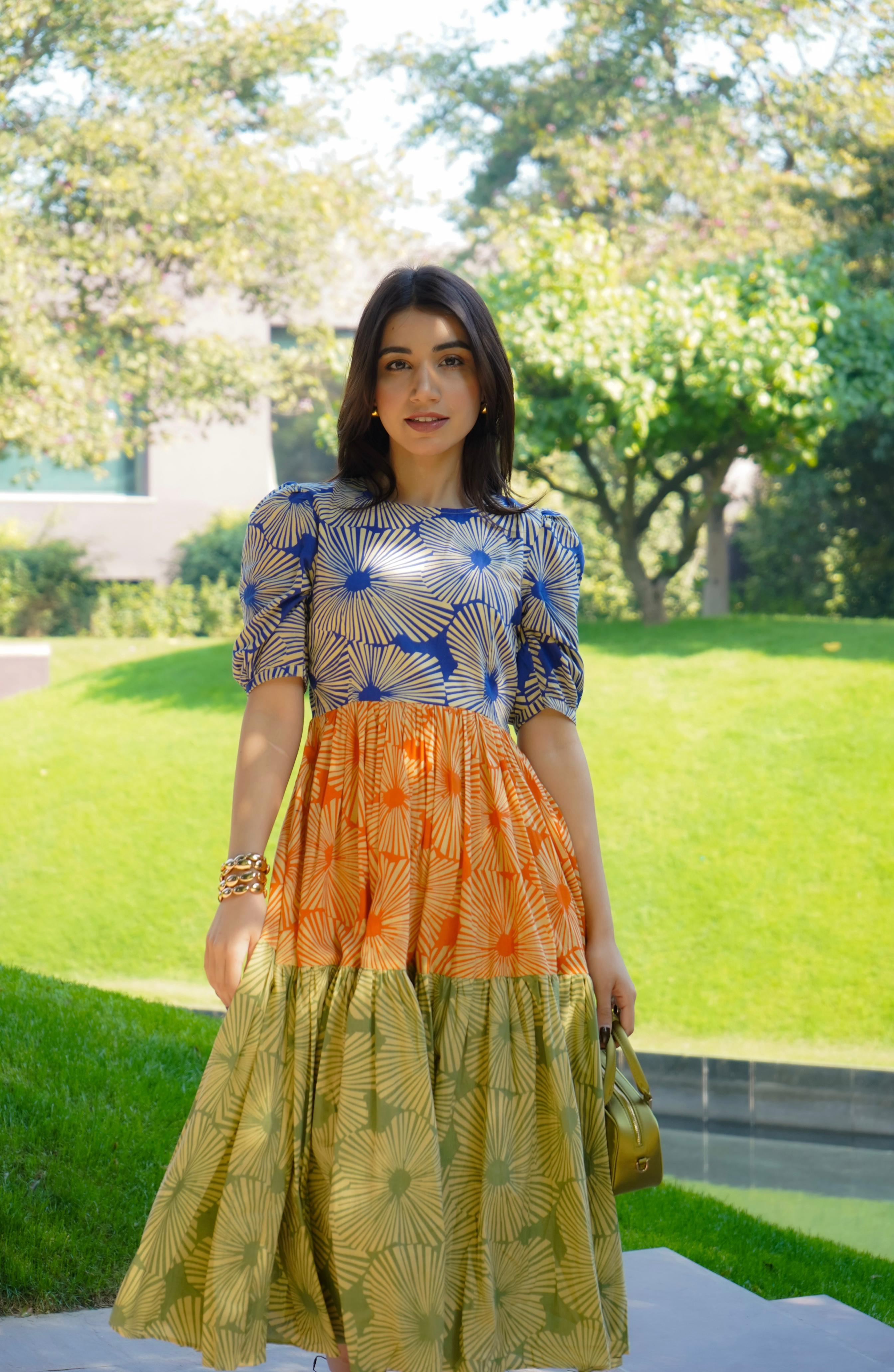 MULTICOLOUR MIDDI DRESS