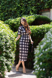 BLACK CHECKS SKIRT SET