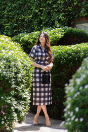 BLACK CHECKS SKIRT SET